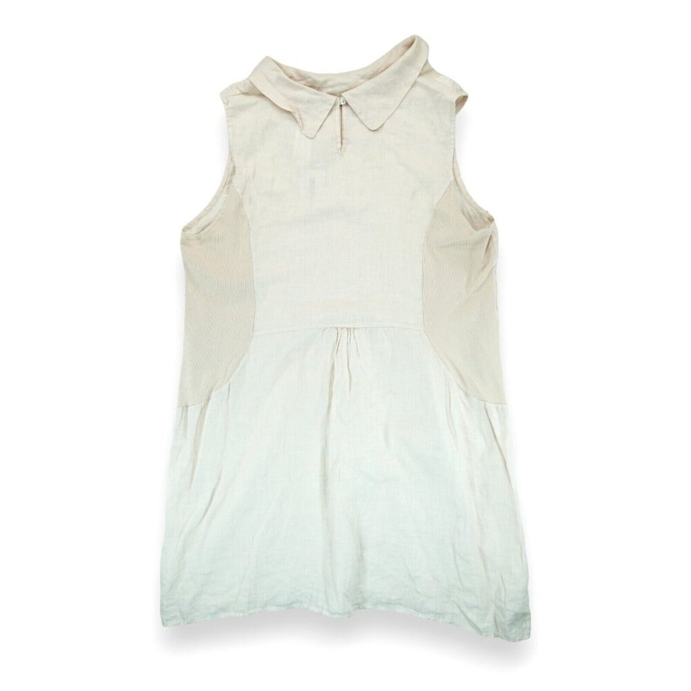 NWT Puro Lino Dress Women 3X Linen Shift Italy Work‎ Party Dots Beige Sleeveless